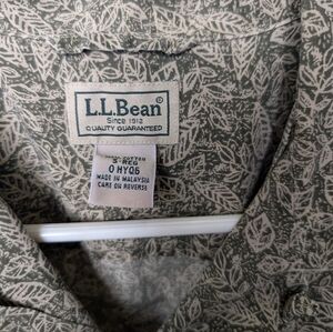 L.L. Bean Green Leaf Print Shirt